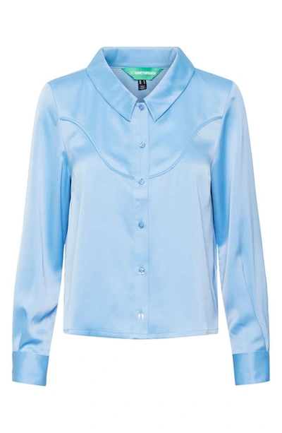 Shop Something New Piping Detail Button-up Shirt In Della Robbia Blue