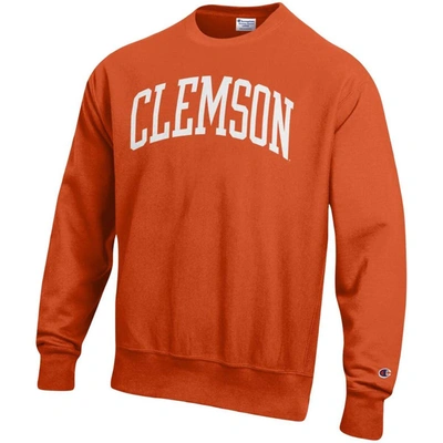 Shop Champion Orange Clemson Tigers Arch Reverse Weave Pullover Sweatshirt