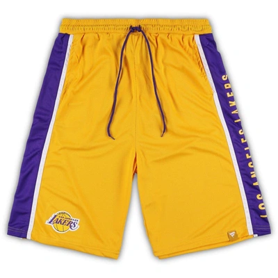 Shop Fanatics Branded Gold Los Angeles Lakers Big & Tall Referee Iconic Mesh Shorts In Purple
