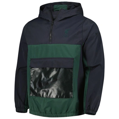 Shop Nike Green Liverpool Anorak Hoodie Quarter-zip Jacket
