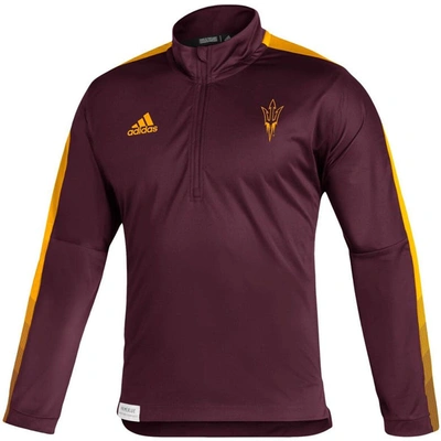Shop Adidas Originals Adidas Maroon Arizona State Sun Devils 2021 Sideline Primeblue Quarter-zip Jacket