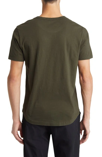 Shop Buck Mason Curve Hem Cotton Slub T-shirt In Dark Olive