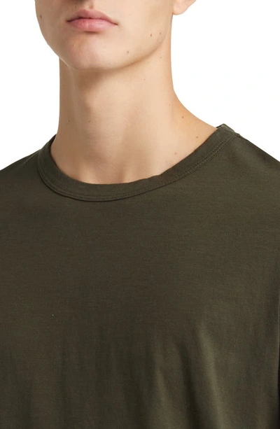 Shop Buck Mason Curve Hem Cotton Slub T-shirt In Dark Olive