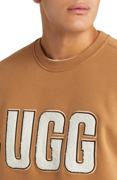 Shop Ugg Heritage Logo Crewneck Sweatshirt In Chestnut