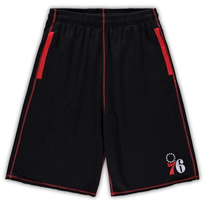 Shop Profile Black/red Philadelphia 76ers Big & Tall Contrast Stitch Knit Shorts
