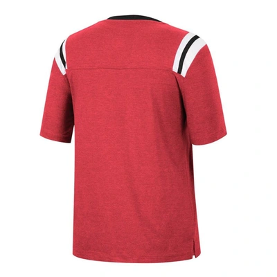 Shop Colosseum Heathered Scarlet Nebraska Huskers 15 Min Early Football V-neck T-shirt
