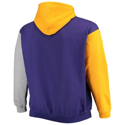 Shop Fanatics Branded Purple/gold Los Angeles Lakers Big & Tall Double Contrast Pullover Hoodie