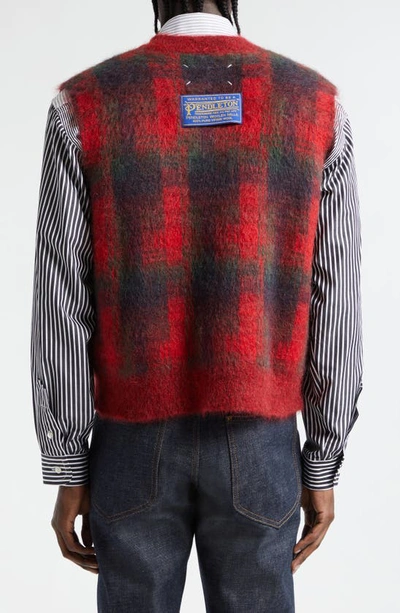 Shop Maison Margiela X Pendleton Plaid Mohair & Wool Blend Sweater Vest In Red/ Green/ Bordeaux/ Navy