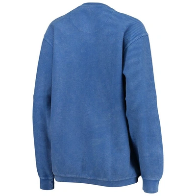 Pressbox Royal Smu Mustangs Comfy Cord Vintage Wash Basic Arch Pullover Sweatshirt In Royal