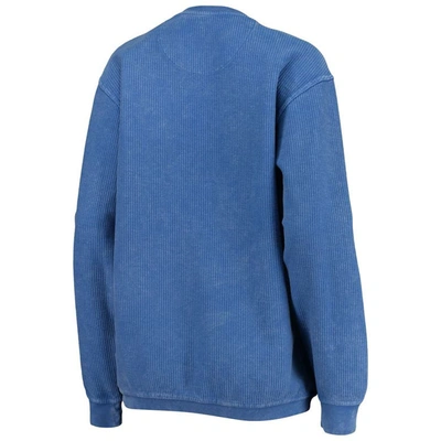 Pressbox Royal Smu Mustangs Comfy Cord Vintage Wash Basic Arch Pullover Sweatshirt In Royal