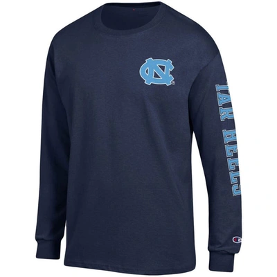 Shop Champion Navy North Carolina Tar Heels Team Stack Long Sleeve T-shirt