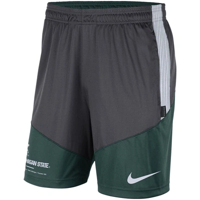 Shop Nike Charcoal/green Michigan State Spartans Team Performance Knit Shorts