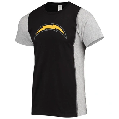 Refried Apparel Black/heathered Gray Los Angeles Chargers Sustainable Split T-shirt In Black