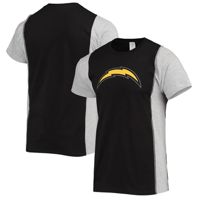 Shop Refried Apparel Black/heathered Gray Los Angeles Chargers Sustainable Split T-shirt
