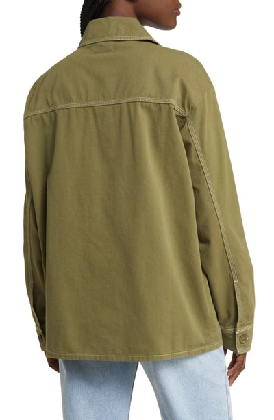 Shop Topshop Cotton Workwear Shirt Jacket In Khaki