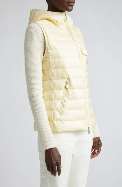 Shop Moncler Glygos Hooded Down Vest In Yellow