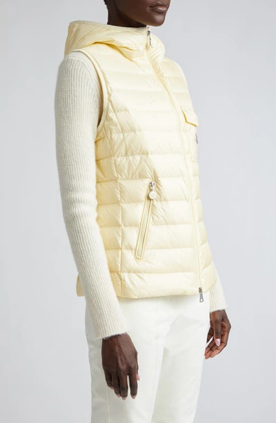Moncler Glygos Hooded Puffer Gilet In Yellow