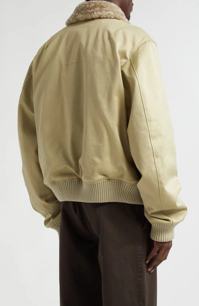 Burberry Shearling Trimmed Cotton Jacket In Hunter