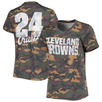 Shop Industry Rag Majestic Threads Nick Chubb Camo Cleveland Browns Name & Number V-neck Tri-blend T-shirt