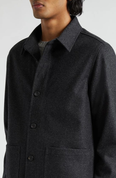 Shop Thom Sweeney Wool Flannel Chore Jacket In Charcoal