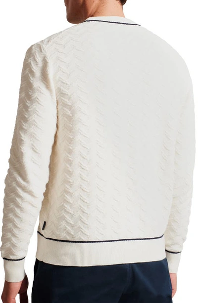 Shop Ted Baker Sepal Textured Crewneck Sweater In Ecru