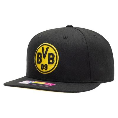 Shop Fan Ink Black Borussia Dortmund Draft Night Fitted Hat