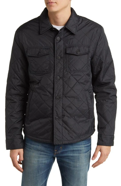 Shop The Normal Brand Quilted Faux Shearling Lined Shacket In Black