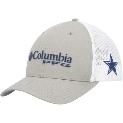 Shop Columbia Gray/white Dallas Cowboys Pfg Ball Flex Hat