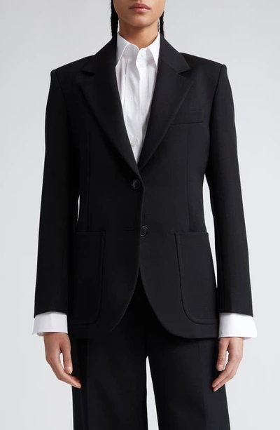 Victoria Beckham Patch Pocket Wool Blend Blazer In Black