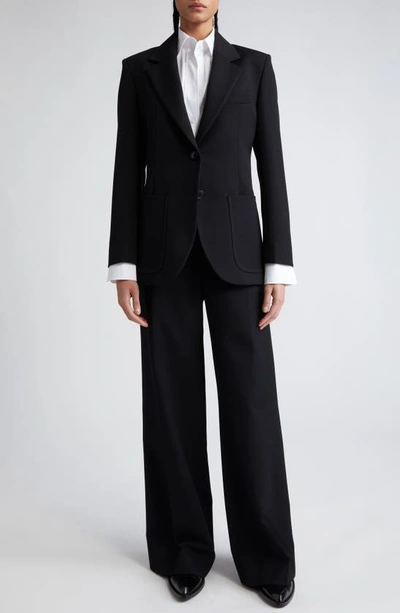 Victoria Beckham Patch Pocket Wool Blend Blazer In Black