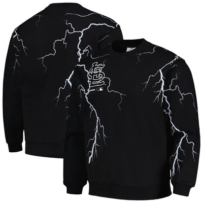 Shop Pleasures Black St. Louis Cardinals Lightning Crewneck Pullover Sweatshirt
