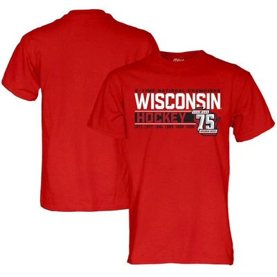 Shop Blue 84 Hockey 75th Season & Six-time National Champions T-shirt In Red