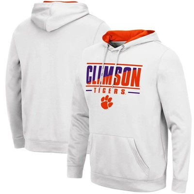Shop Colosseum White Clemson Tigers Slash Stack 2.0 Pullover Hoodie