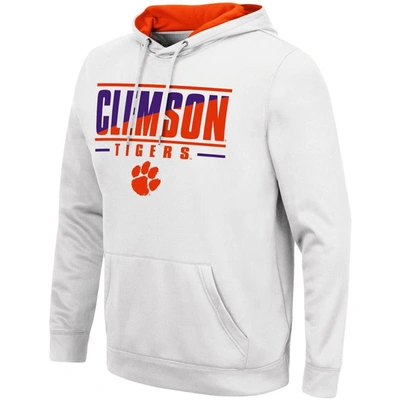 Colosseum White Clemson Tigers Slash Stack 2.0 Pullover Hoodie In White