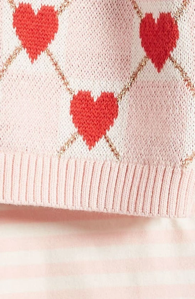Tucker + Tate Jacquard Sweater & Pants Set In Pink English Heart Grid