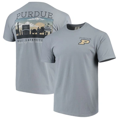 Shop Image One Gray Purdue Boilermakers Team Comfort Colors Campus Scenery T-shirt