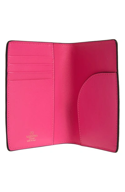 Shop Valentino Rockstud Leather Passport Case In Pink