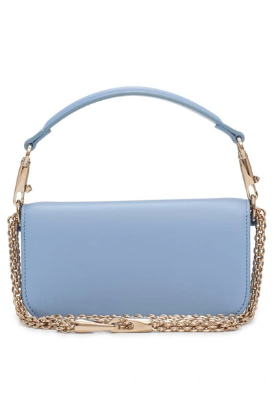 Shop Valentino Small Locò Leather Shoulder Bag In Popeline Blue