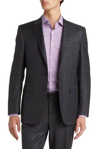 Shop Canali Milano Trim Fit Plaid Wool Suit In Charcoal