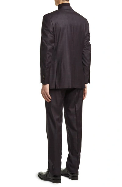 Shop Canali Siena Regular Fit Plaid Wool Suit In Dark Red