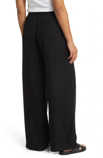 Caslonr Wide Leg Pull-on Linen Blend Pants In Black