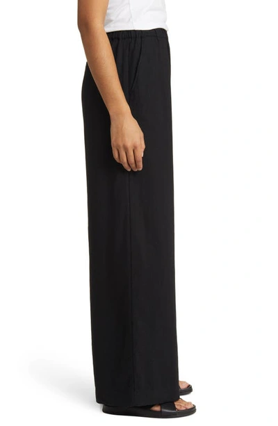 Caslonr Wide Leg Pull-on Linen Blend Pants In Black