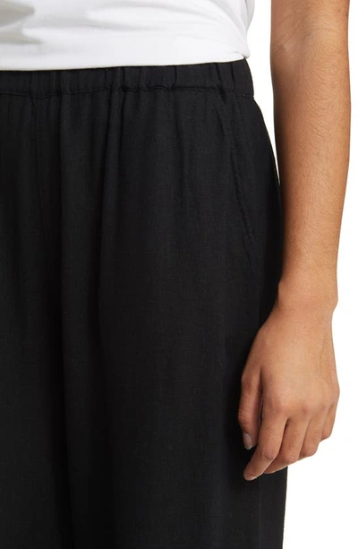 Caslonr Wide Leg Pull-on Linen Blend Pants In Black
