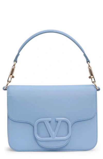 Shop Valentino Locò Leather Shoulder Bag In Zqw Popeline Blue