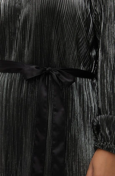 Shop Vero Moda Curve Cella Metallic Long Sleeve Midi Dress In Black