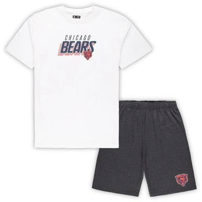 Shop Concepts Sport White/charcoal Chicago Bears Big & Tall T-shirt And Shorts Set