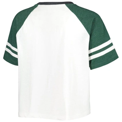 Shop Pressbox White Michigan State Spartans Melange Beaumont Cropped Raglan T-shirt