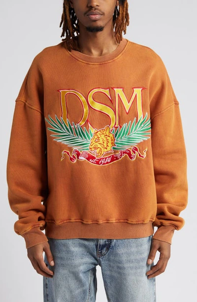 Shop Diet Starts Monday Tiger Embroidered Cotton Fleece Sweatshirt In Orange
