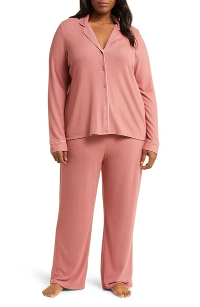 Shop Nordstrom Brushed Hacci Pajamas In Pink Taffy