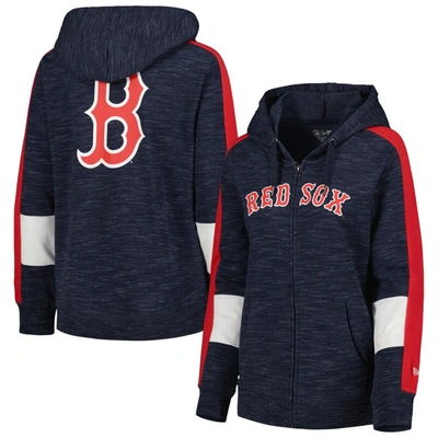 Shop New Era Navy Boston Red Sox Colorblock Full-zip Hoodie